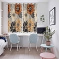 thumbnail image 5 of Burnt Orange Grey Black Flower Kitchen Curtains 63 Inch Length, Spring Floral Botanical Grommet Top Bedroom Living Room Curtains, Light Filtering Cafe Curtain Drapes 2 Panels Set 104''x63'', 5 of 9