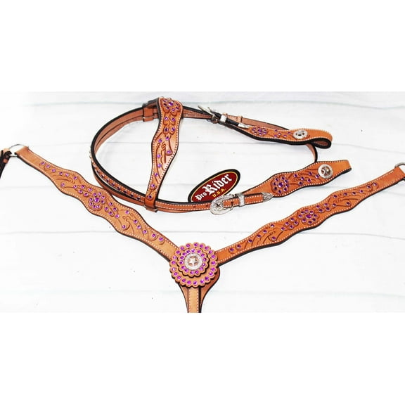 Horse Tack Bridle Western Leather Headstall Breast Collar 9211BCO00