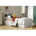 South Shore Spark 3Drawer Storage Bed, Twin, White, with Bookcase Headboard