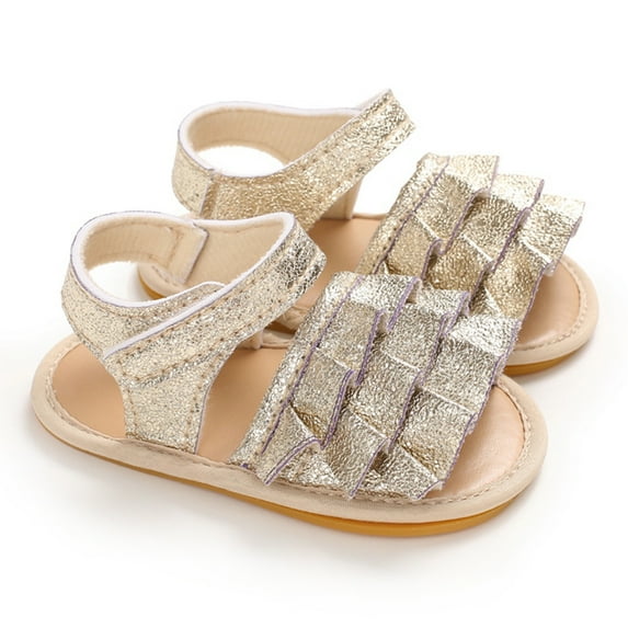 Uccdo Newborn Baby Girls Sequins Sandals Infants Prewalker First Walkers Flats Shoes 0-18M