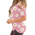 thumbnail image 3 of HAPIMO Sales Shirts for Women Classic-Fit Womens Summer Fashion Tops Round Neck Cozy Blouse Casual Cold Shoulder Short Sleeve Shirt Daisy Graphic Print Tee Shirt Pink XXL, 3 of 6