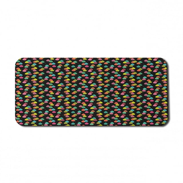 Colorful Computer Mouse Pad, Abstract Pattern with Raindrops in Lively Colors Contemporary Graphic Art Design, Rectangle Non-Slip Rubber Mousepad X-Large, 35" x 15", Multicolor, by Ambesonne