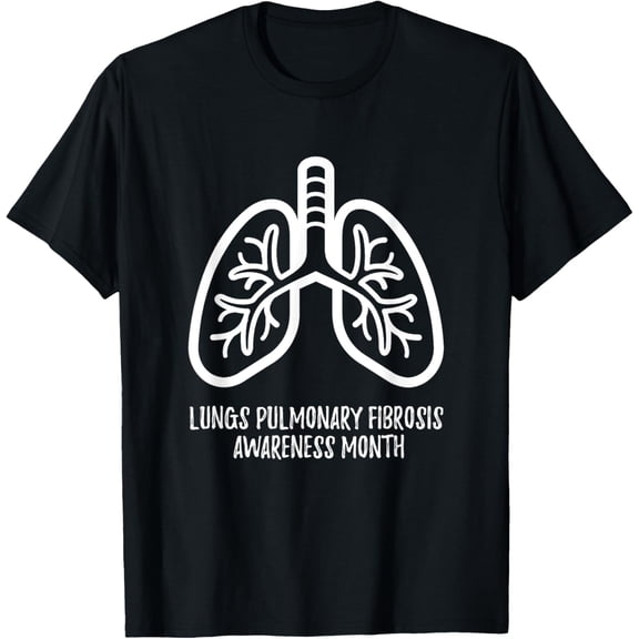 t-shirt Pulmonary Fibrosis Awareness Month with Lungs T-Shirt mens，black，women，funny，journey，Crew Neck, Short Sleeve,custom clothing patterns.gift