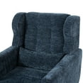 thumbnail image 4 of Modern Oversized Accent Chair, Chenille Fabric Leisure Armchair with Wooden Legs, Upholstered Reading Chair, Lounge Single Sofa Chair for Bedroom, Living Room, Office, Dark Blue, 4 of 9