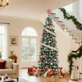 thumbnail image 4 of Artificial Christmas Tree, Pre-Lit Pencil Christmas Tree,Dual LED Light, Xmas Tree Holiday Decoration for Home Party, 4 of 13