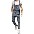 thumbnail image 4 of QQAMB Men's Jumpsuit Suspender Pocket Overall Pants Broken Trousers Wash Casual Jeans Men's Pants Athletic Fit Blue 2XL, 4 of 8