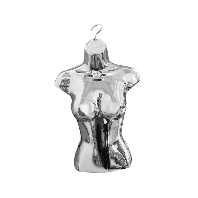 Maoww Female Mannequin Torso Fashion Hanging Hook Store for Form Dressmaker Retail Silver Height 58cm