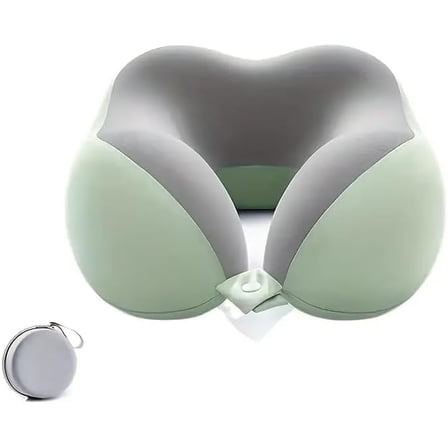 Travel Pillow 100% Pure Memory Foam Travel Neck Pillow, Airplane Pillow for Traveling、Car、Home、Office，Washable Cover (Green)