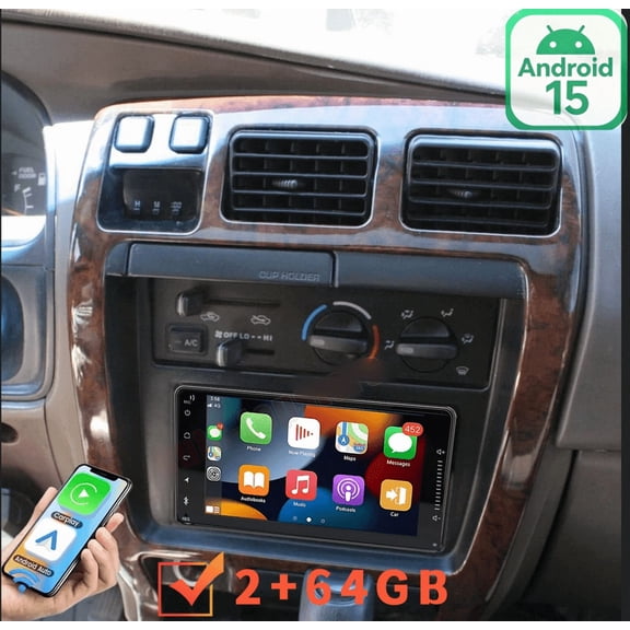 2 64GB Car Stereo for Toyota 4runner 1996 1997 1998-2002 - Android 15, 7-Inch, Wireless CarPlay & Android Auto, WiFi Bluetooth FM/RDS SWC Mirror Link & Backup Camera