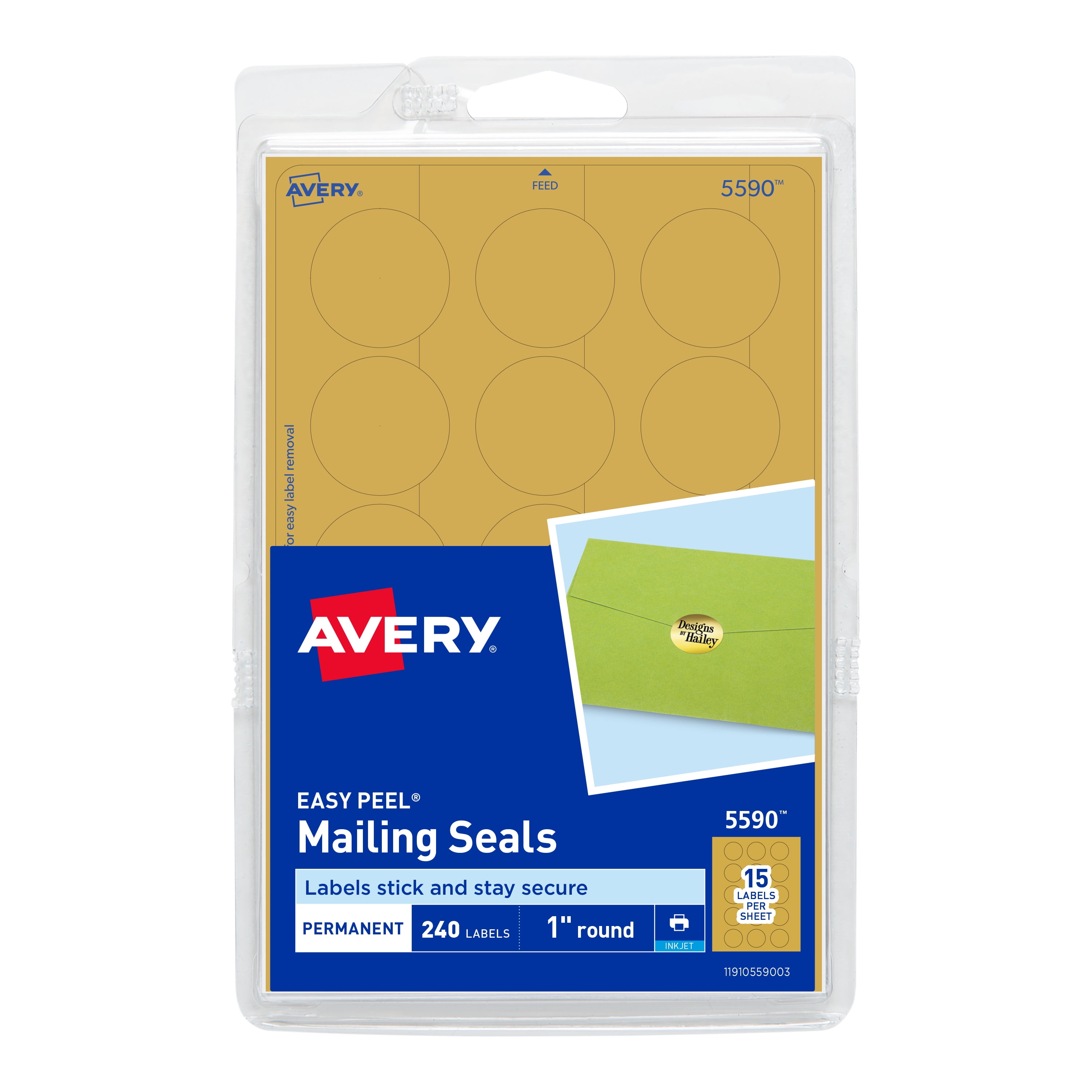Avery Gold Metallic Mailing Seals, Permanent, 1", 240 Labels (5590