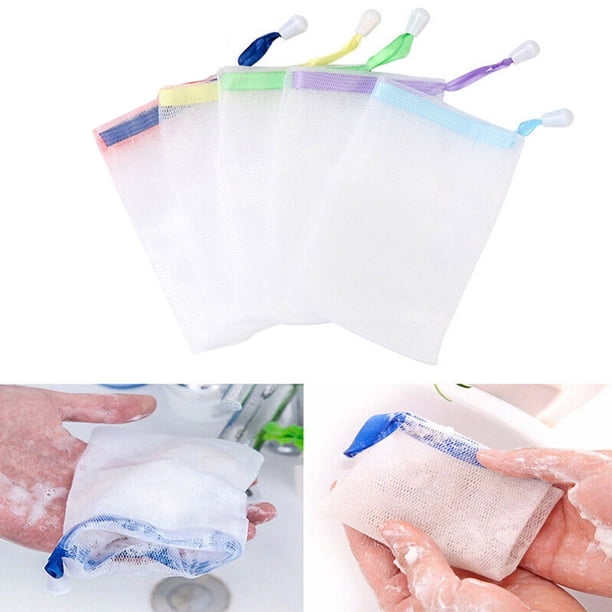 Liushuuuu - Bolsas de jabón para hacer espuma, 5 unidades, malla de red, bolsas para baño, soporte para spa suave