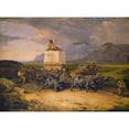 thumbnail image 3 of Friedrich von Nerly 14x11 Black Modern Framed Museum Art Print Titled - Buffaloes Dragging a Block of Marble (1831-1844), 3 of 5