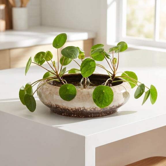 Luxshiny Flower Pot With Drainage Ceramic White Homeowners Office Decoration 1Pack 7.3*7.3*2.3in