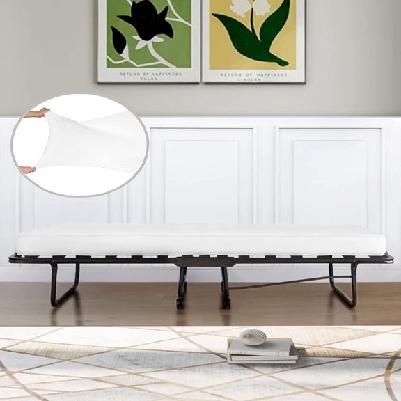 IDEAhome Jersey Knit Fitted Cot Sheet , 75" x 33" with 8" Pocket, Camp Bunk Sheet, White (1 Pack)