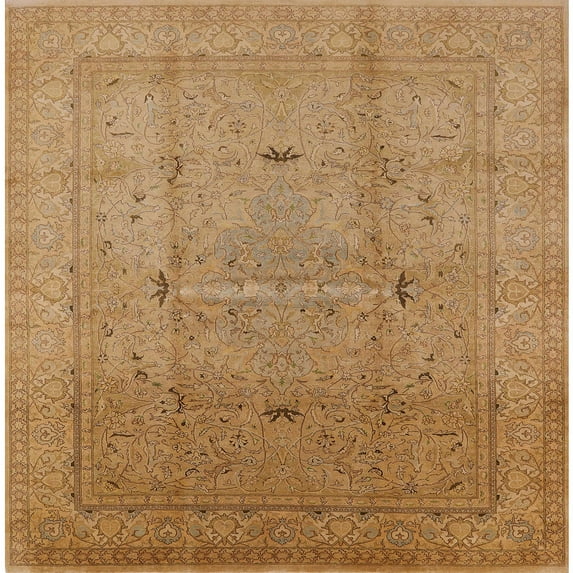 Ahgly Company Indoor Square Mid-Century Modern Brown Sand Brown Oriental Area Rugs, 7' Square