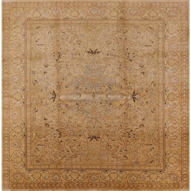 Ahgly Company Indoor Square Mid-Century Modern Brown Sand Brown Oriental Area Rugs, 7' Square