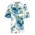 thumbnail image 3 of IYYVV Womens Tops Short Sleeve Plus Size Floral Pattern Polo Shirts V Neck Summer Casual Dressy Tees 2025 Button Down Blouses Cyan S, 3 of 4