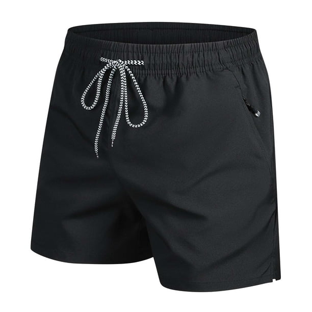 pstuiky Pantalones cortos de entrenamiento para hombre, Pantalones cortos transpirables con cremallera y bolsillos para hombre, de color liso, informales, para vacaciones