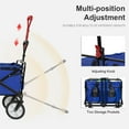 thumbnail image 5 of Garden Cart Folding Wagon Garden Cart Collapsible Wagon with Adjustable Handle &360°Universal Wheels for Garden Camping Shopping Beach (Blue), 5 of 9