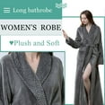 thumbnail image 3 of Artfasion Womens Long Flannel Bathrobe Solid Soft Plush Bath Robe Microfiber Fleece Full Length Sleepwear, 3 of 6