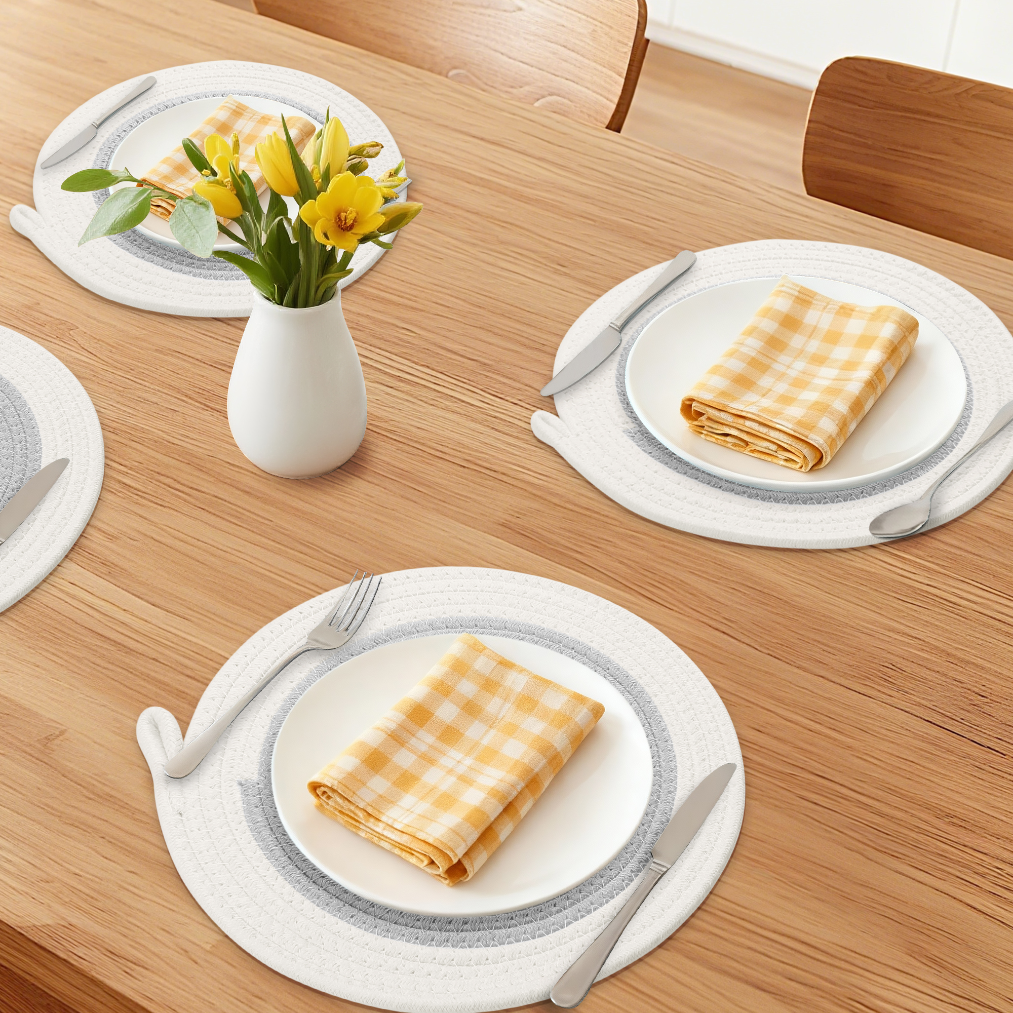 Unique Bargains Set of 6 Farmhouse Placemats for Dining Table Decor Indoor Outdoor Gray