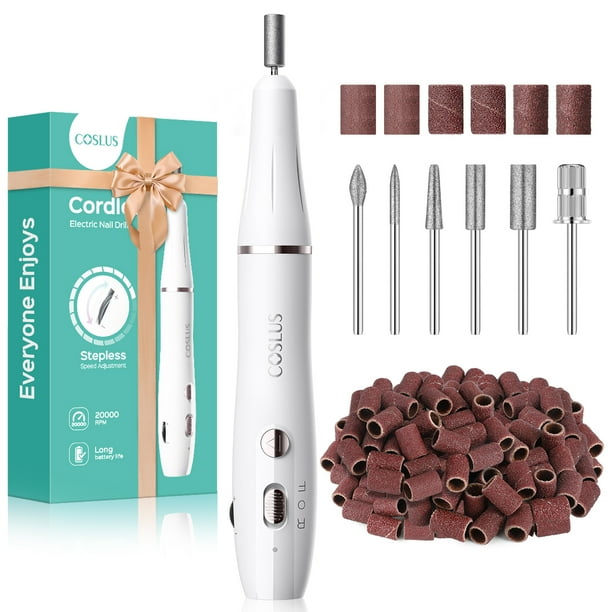 Kit de lima de uñas eléctrica COSLUS, amoladora de uñas, lima de uñas inalámbrica, taladro eléctrico para uñas, herramienta para el cuidado de las uñas, máquina quitaesmalte de gel