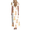 thumbnail image 4 of LWavelet Women's V-Neck Ruffle Sleeve Bunny & Easter Egg Bow Print Maxi Dress for Easter & Casual Outfits White L, 4 of 4