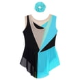 thumbnail image 6 of Sholeno Kids Girls Athletic Skating Dance Dress Sleeveless Sparkly Bodysuit with Hair Band Competition Dancewear Blue Green 12, 6 of 7
