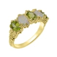 thumbnail image 1 of LBG British Made 9k Yellow Gold Natural Peridot & Opal Womens Eternity Ring - 33 size options - Size 11.75, 1 of 8