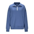 thumbnail image 5 of Ediodpoh Womens Sweatshirts Half Zip Pullover Cropped Comfort Fall Loose Outfits Fashion Long Sleeve Hoodies for Women Blue L, 5 of 5