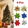 thumbnail image 3 of 6Pcs Christmas Glitter Artificial Poinsettia Flowers Xmas Poinsettia Artificial Wedding Flowers Decorations Xmas Tree Ornaments for Party Favors, 10inch, 3 of 4