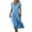 Blue, variant on AherBiu Long Dresses for Women V Neck Short Sleeve Lightweight Casual Loose Summer Tall Dress Solid Color