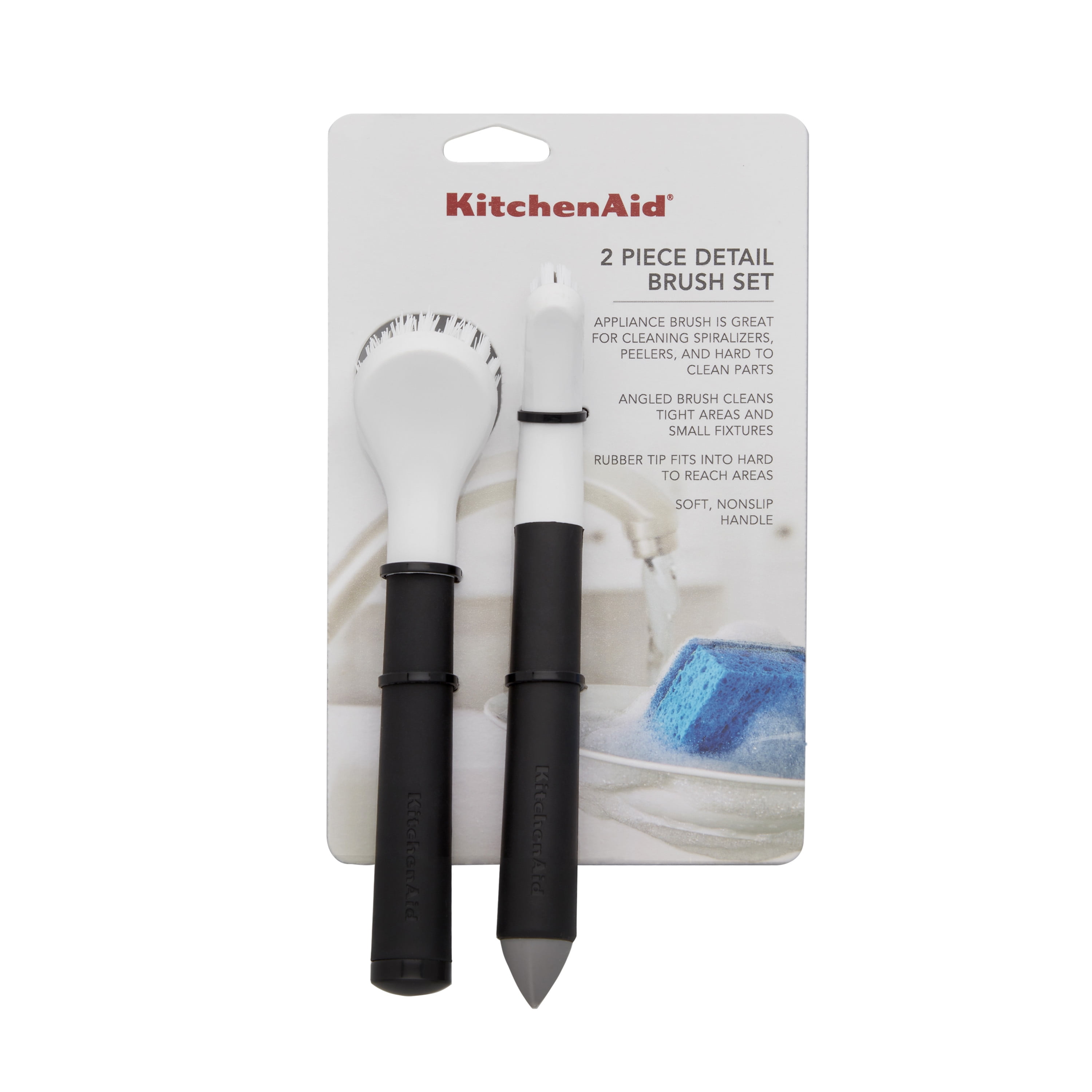 KitchenAid Round Sink Brush with Black Rubber Handle