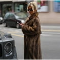 thumbnail image 2 of Faux Fur Long Coat Fashionable Fluffy Plush Coat (M, Brown), 2 of 7