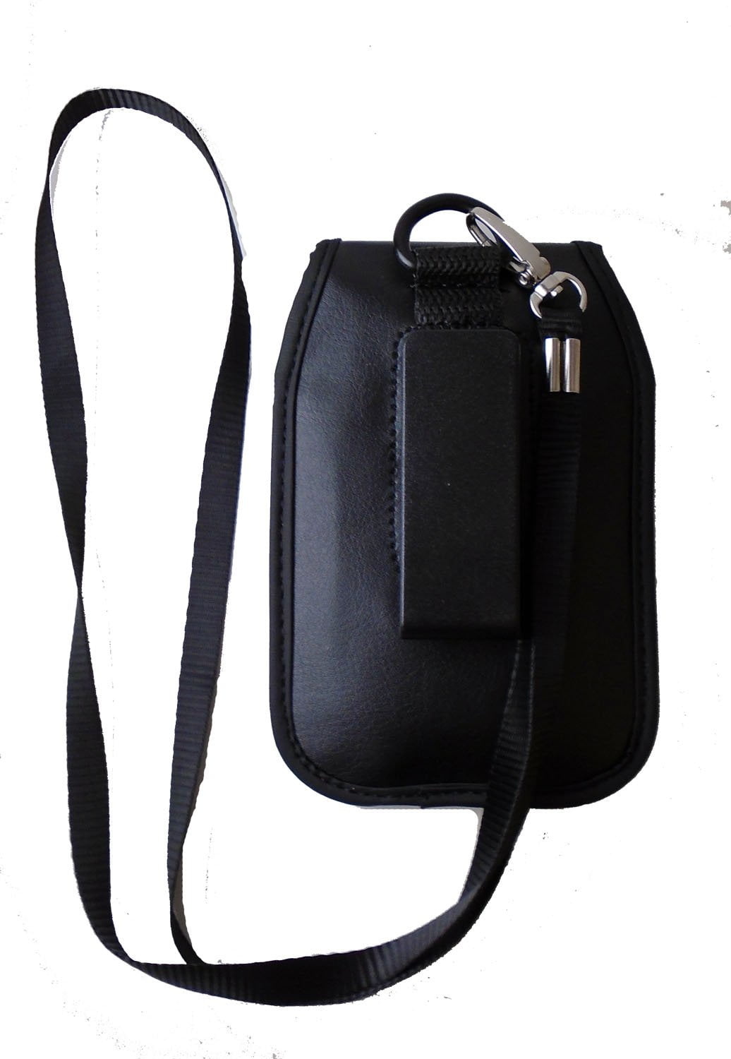 Around the Neck Black Leather Case with rotating pinch clip fits ...