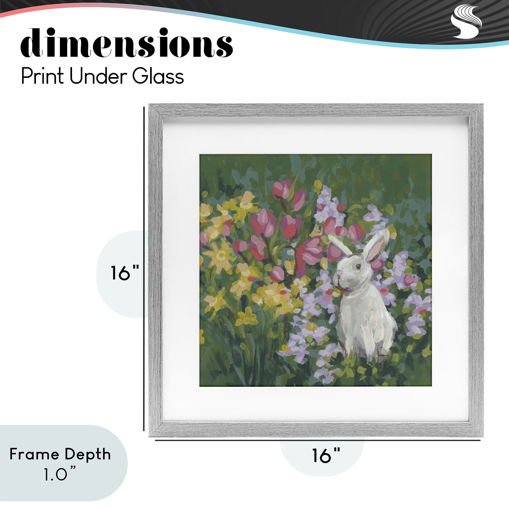 Stupell Industries Botanical Bliss Bunny Gray Framed Print Under Glass, design by June Erica Vess