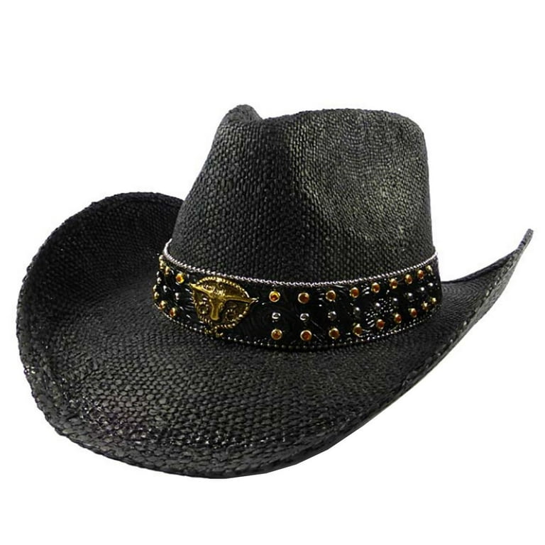 Black Longhorn Men & Women's Cowboy Cowgirl Hat - Western Hats for Wom