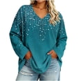 thumbnail image 7 of Womens V Neck Long Sleeve Tops Plus Size Printed Casual Blouses Soft Comfortable Shirts Summer Fall Tops Loose Fit Pullover Tops Daily Wear Outfits Tops, 7 of 7