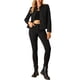 thumbnail image 2 of Chaqueta de ante sintético con cuello de solapa y bolsillos con solapa para mujer INSPIRE CHIC, 2XL, negra, 2 of 7