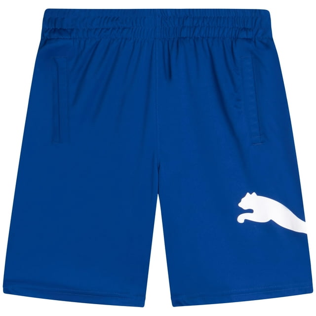 PUMA Pantalones cortos activos para niño - Pantalones cortos de baloncesto deportivos de secado rápido transpirables con interlock para niños (tallas: 4-20) Talla 18-20 Azul real