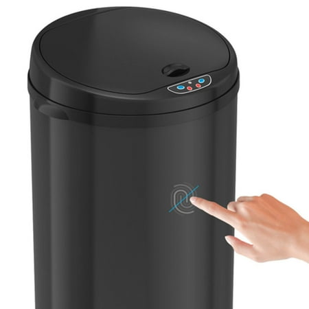 iTouchless - 13-Gal. Round Deodorizer Sensor Trash Can - Matte Black