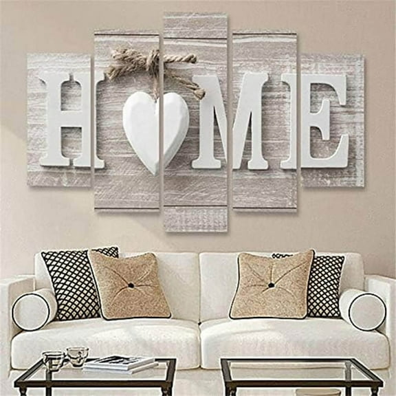 NANDIYNZHI 5 PCS Canvas Printing Love Home Frameless Wall Art Pictures,HOME Sign Wall Art Painting Modern Decor Abstract Painting Artwork On Print Picture Decoration for Bedroom Living Room
