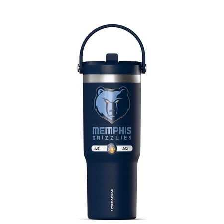 Hydrapeak x NBA Officially Licensed Memphis Grizzlies 32 oz Nomad Tumbler with Handle and Straw Lid Leakproof Stainless Steel Water Bottle