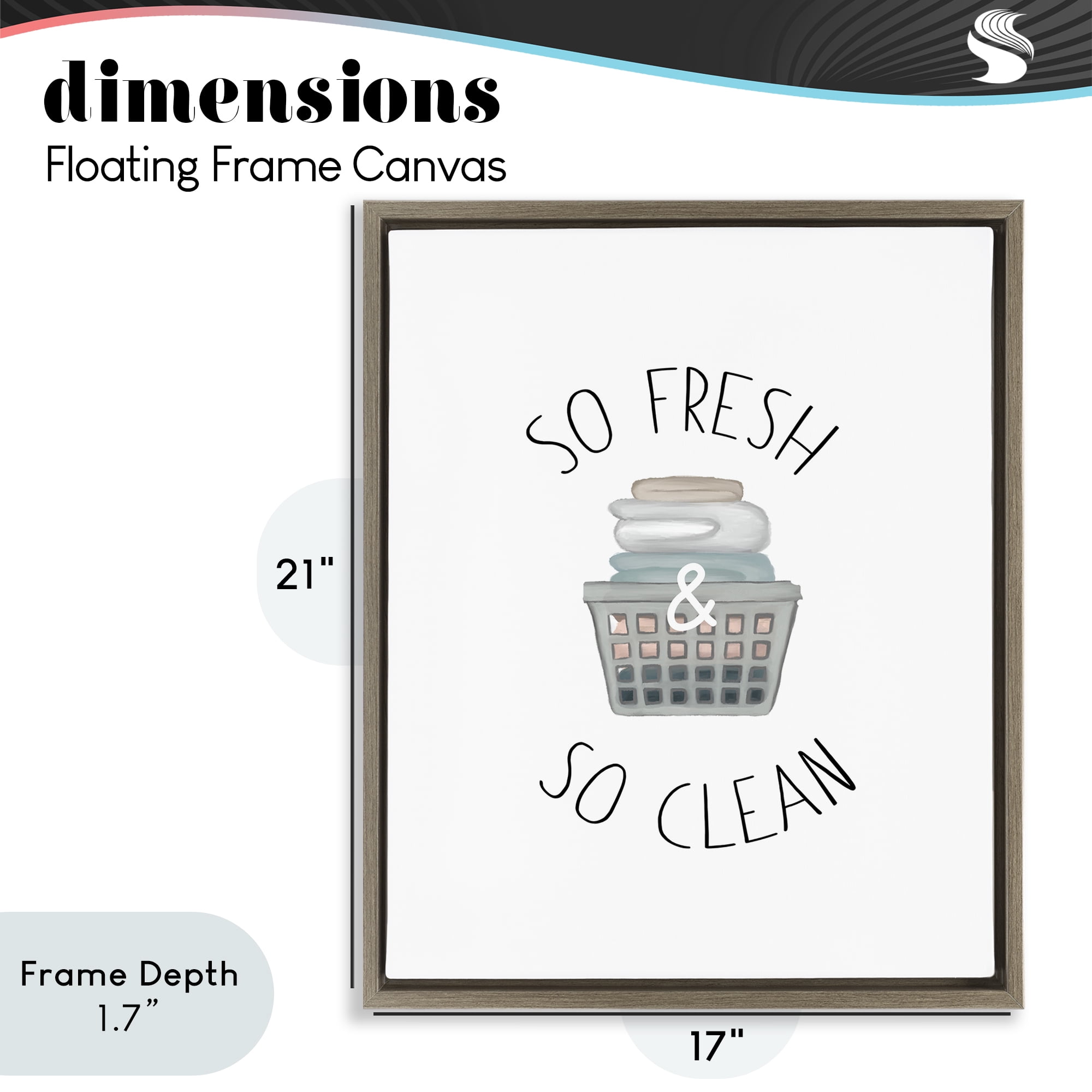 Stupell Industries So Fresh Laundry Basket Brown Framed Floater Canvas Wall Art, design by Elizabeth Medley