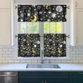 thumbnail image 2 of Kitchen Curtains 24 Inch Short - 3 Panel Set, Rod Pocket Window Curtain, 100% Polyester for Farmhouse, Cafe, Kitchen, Living Room, Bedroom, Galaxy & Space-Themed Design, Easy Wash, 2 of 3