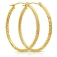 thumbnail image 3 of Tilo Jewelry 14K Yellow Gold Twisted Square Tube Round Hoop Earrings (30mm) for Women & Unisex, 3 of 10