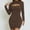 Brown, variant on Blczomt Womens Holiday Dress Mini Long Sleeve Sexy Brown Bodycon Formal Crew Neck Trendy Plain Dresses