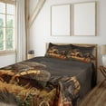 thumbnail image 2 of Ambesonne Western Fitted & Top Sheet Set with Shams, Cowboy Riding Horse, Earth Yellow Grey, 2 of 5