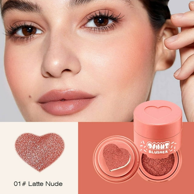 Mareep Blush Creamy Cheek Color Cheek Tint Cheek RougeAircushion Blush Cheek Sponqe Signet Blush Heart Head Matte Long-lasting Multi-functional Highly Pigmented Facial Make-up Rouge 7ml
