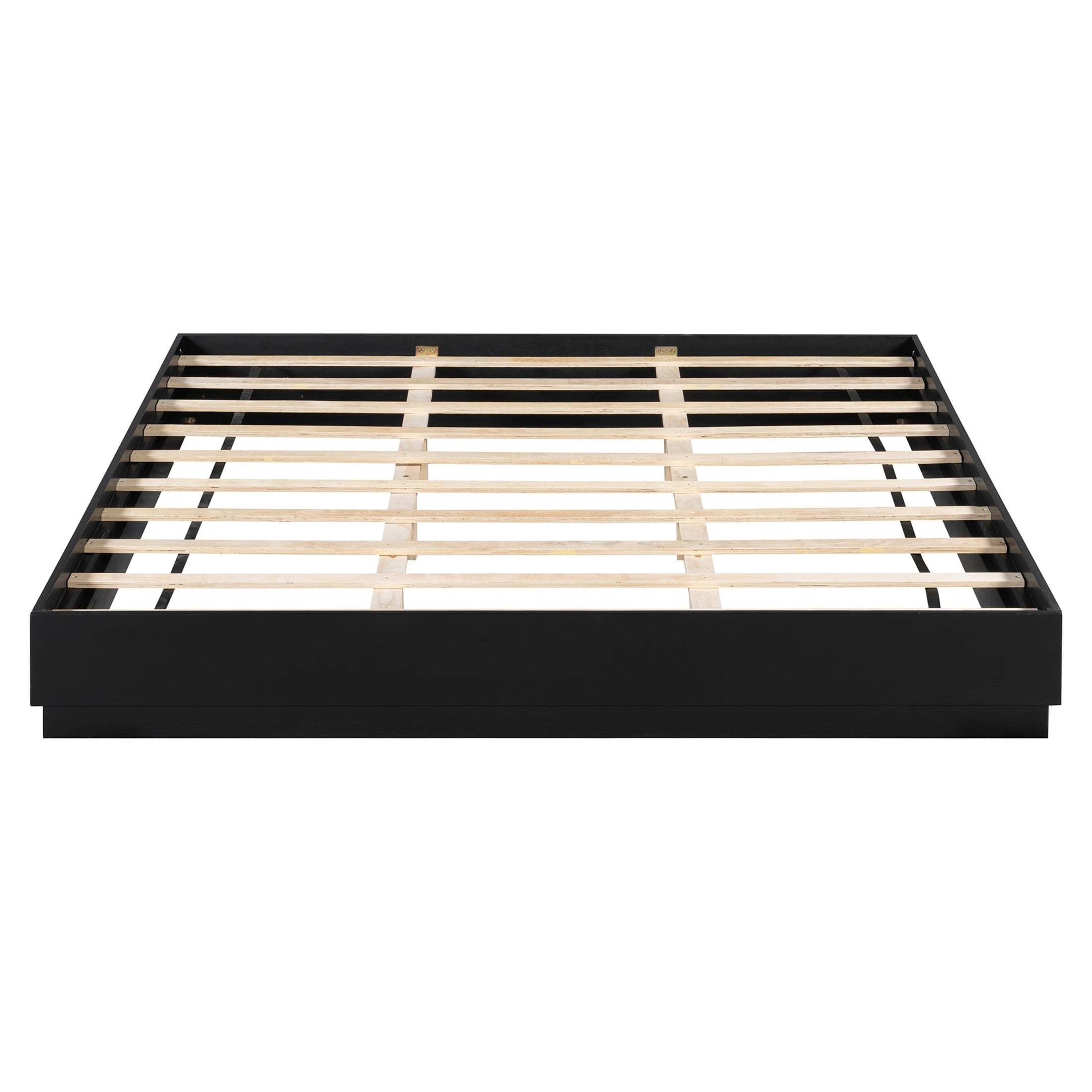 Christopher Knight Home King Platform Bed Frame with Wood Slat Support, Low Profile Design, Black